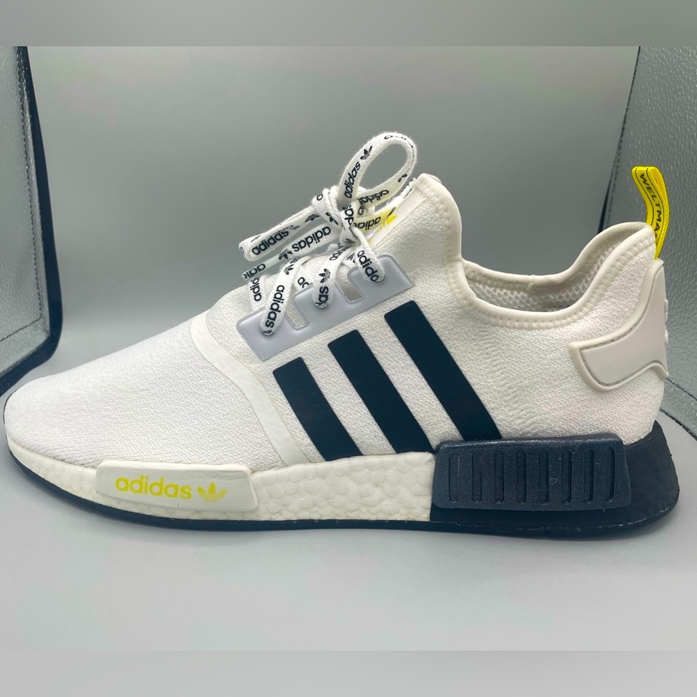 Adidas NMD R1 STLT Primeknit - White Black Bright Yellow (FV2549) Men’s Size 12
